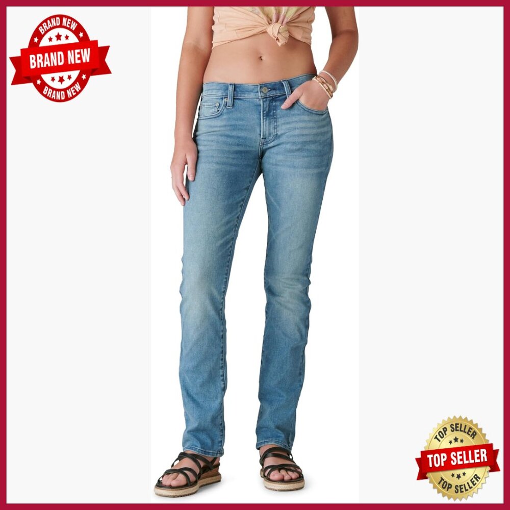 Mid Rise Straight Leg Jeans, Stretch Denim, 5-Pocket Style, Size 27